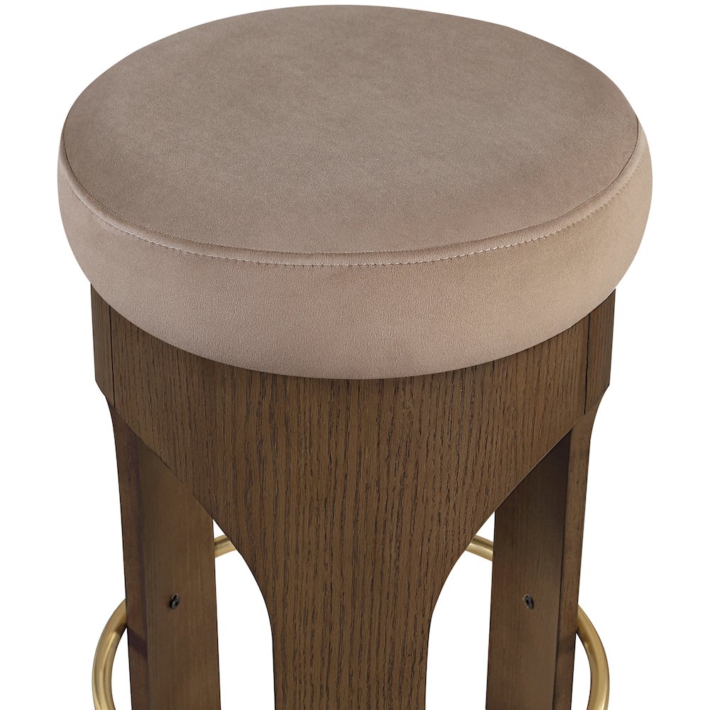 Bocceli Taupe Velvet Upholstered Counter Stool