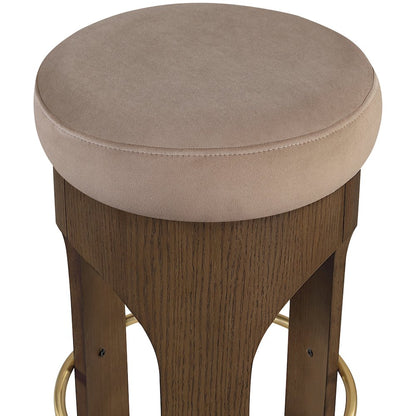 Bocceli Taupe Velvet Upholstered Counter Stool