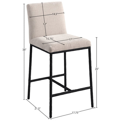 Reeves Beige Chenille Fabric Upholstered Counter Stool, Set of 2