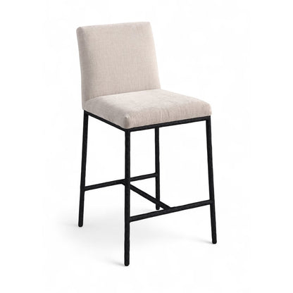Reeves Beige Chenille Fabric Upholstered Counter Stool, Set of 2