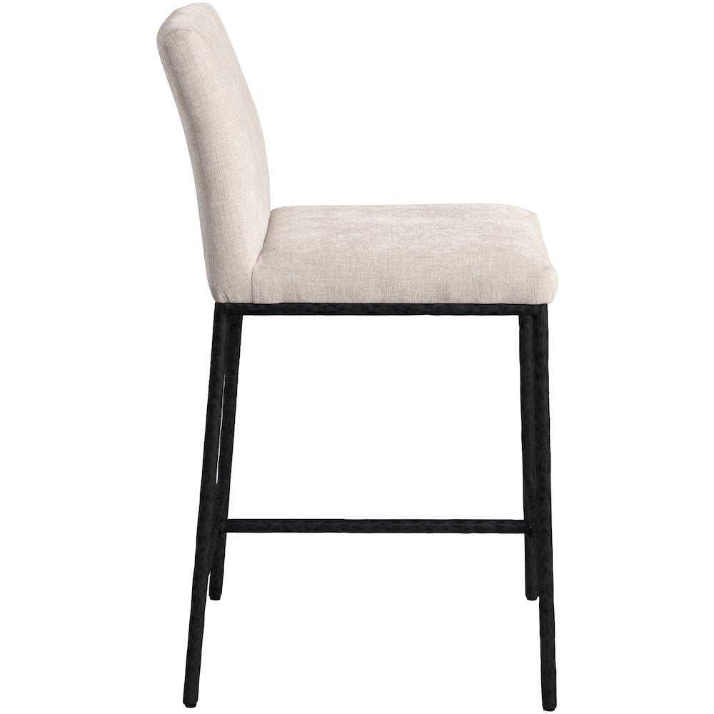 Reeves Beige Chenille Fabric Upholstered Counter Stool, Set of 2