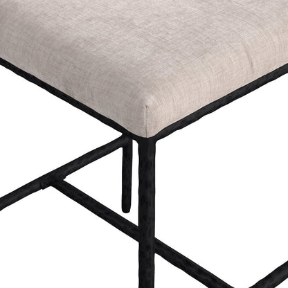Reeves Beige Chenille Fabric Upholstered Counter Stool, Set of 2