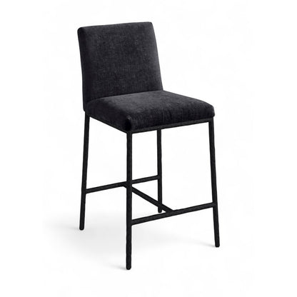 Reeves Black Chenille Fabric Upholstered Counter Stool, Set of 2