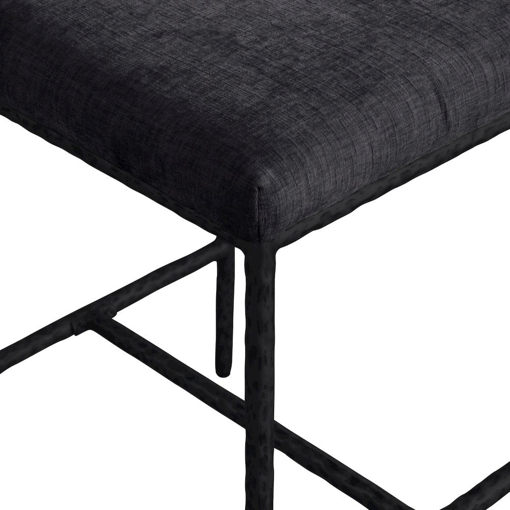 Reeves Black Chenille Fabric Upholstered Counter Stool, Set of 2