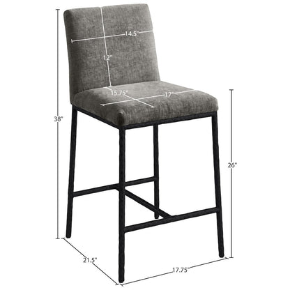 Reeves Grey Chenille Fabric Upholstered Counter Stool, Set of 2