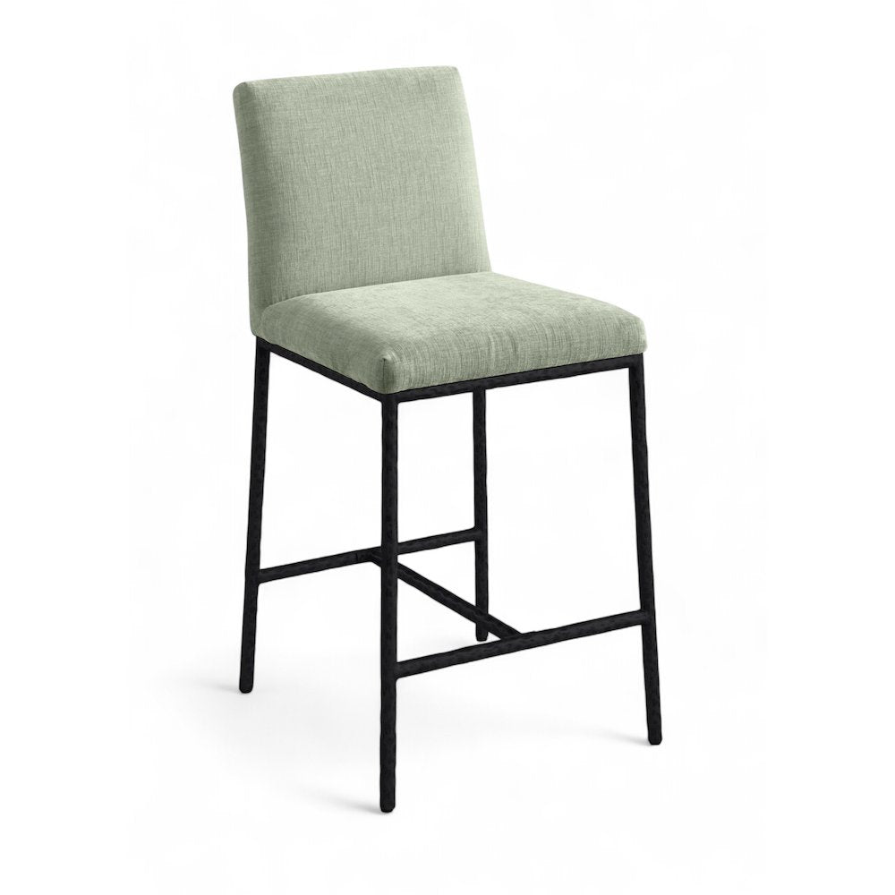 Reeves Mint Chenille Fabric Upholstered Counter Stool, Set of 2