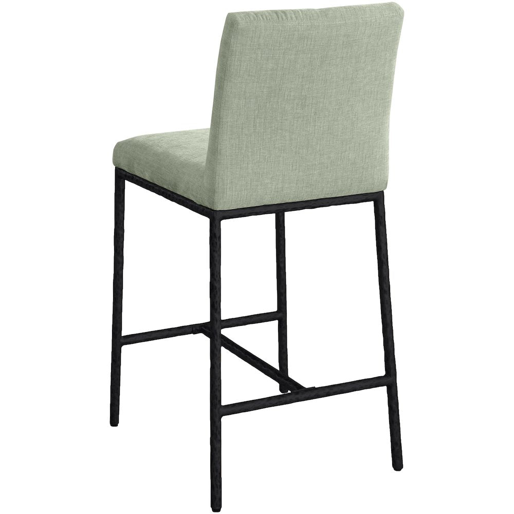Reeves Mint Chenille Fabric Upholstered Counter Stool, Set of 2