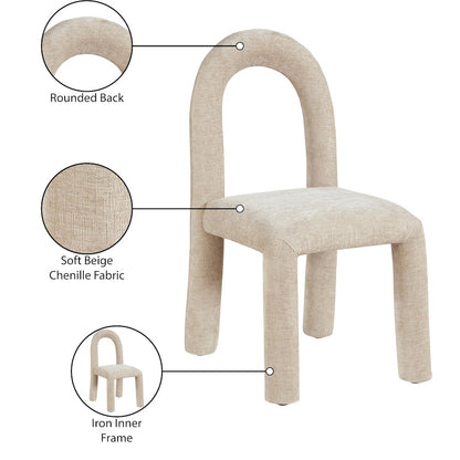 Amari Beige Chenille Fabric Dining Chair, Set of 2
