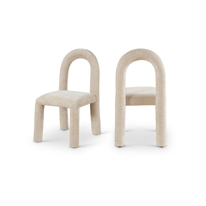 Amari Beige Chenille Fabric Dining Chair, Set of 2