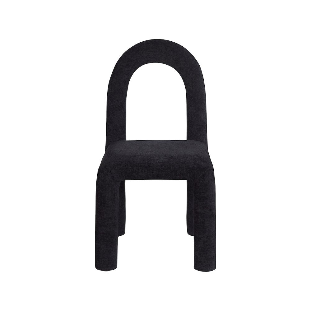 Amari Black Chenille Fabric Dining Chair, Set of 2