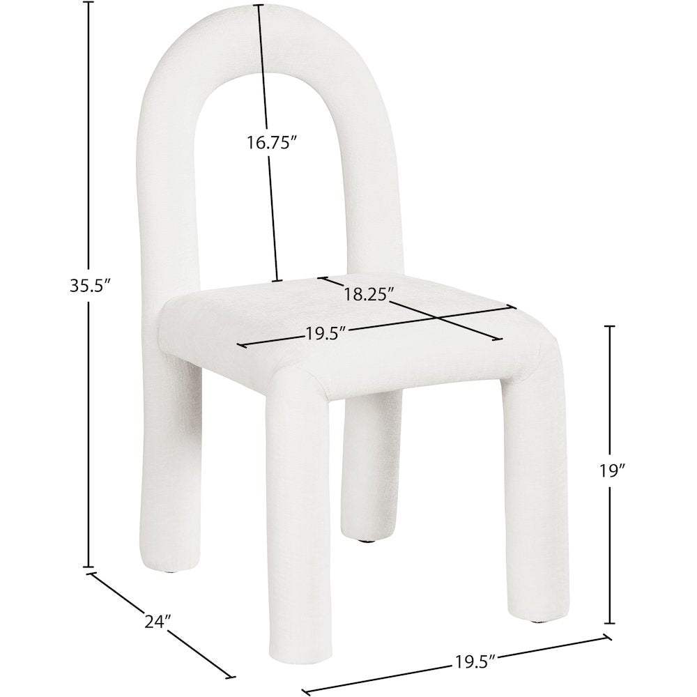 Amari Cream Chenille Fabric Dining Chair, Set of 2
