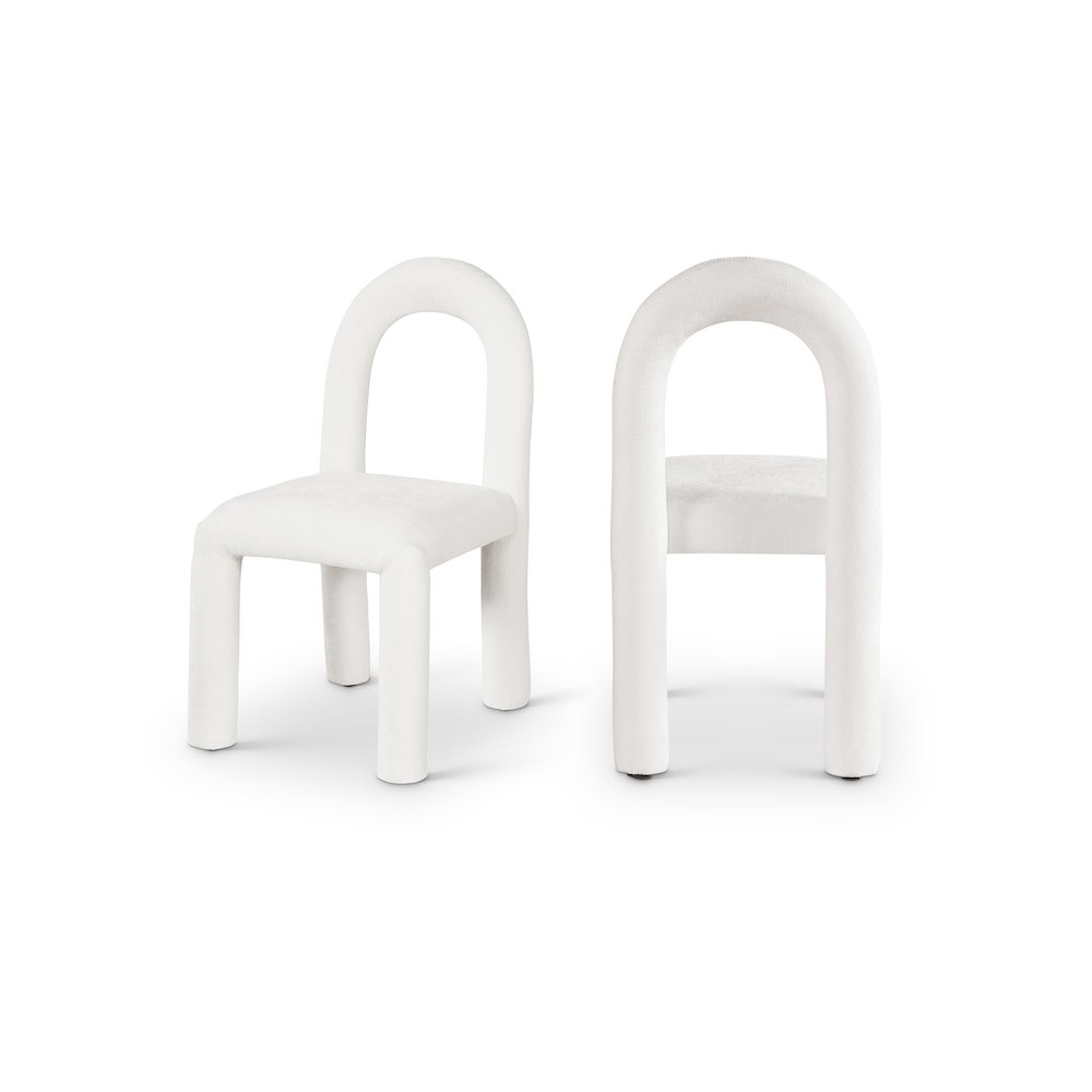 Amari Cream Chenille Fabric Dining Chair, Set of 2