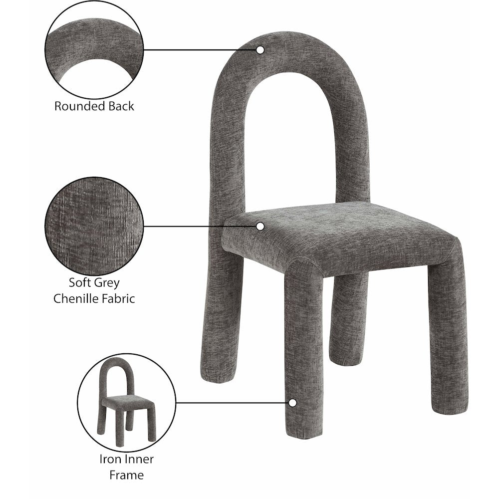 Amari Grey Chenille Fabric Dining Chair, Set of 2