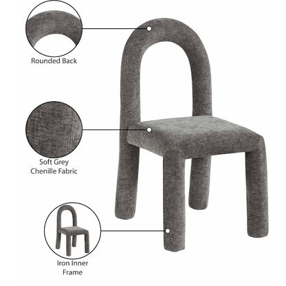 Amari Grey Chenille Fabric Dining Chair, Set of 2