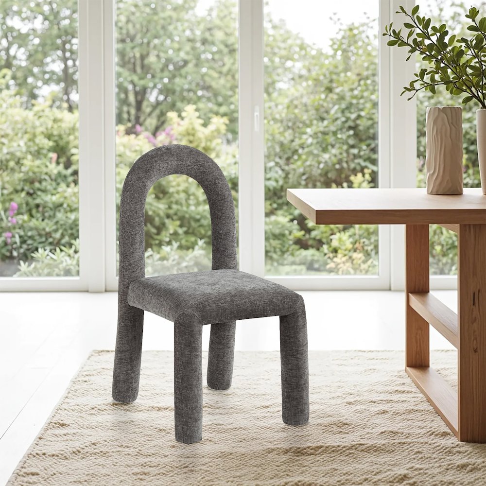 Amari Grey Chenille Fabric Dining Chair, Set of 2