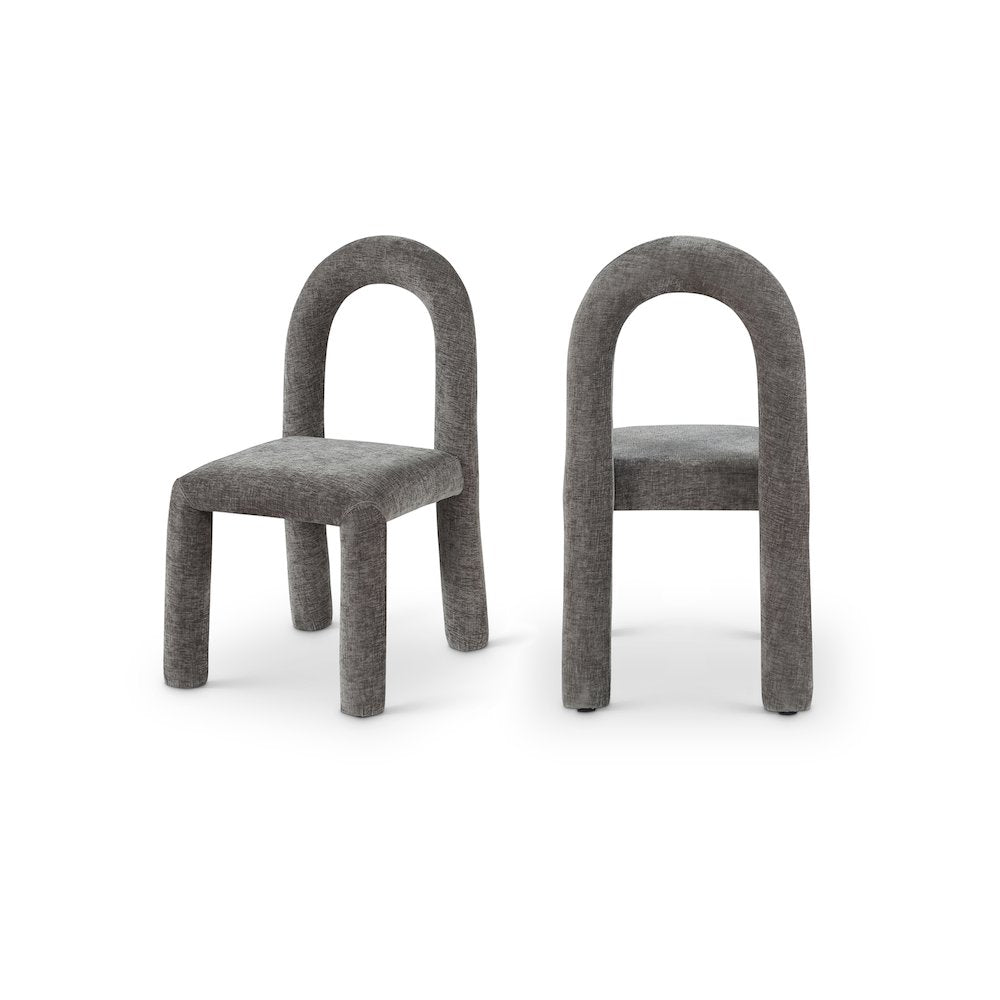 Amari Grey Chenille Fabric Dining Chair, Set of 2