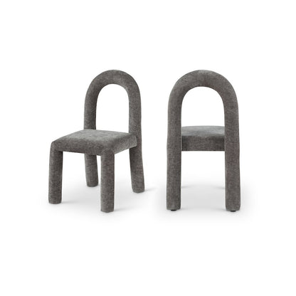 Amari Grey Chenille Fabric Dining Chair, Set of 2