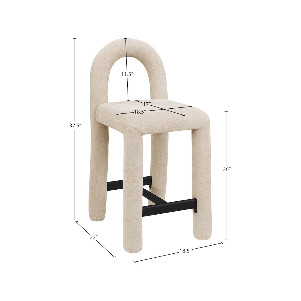 Amari Beige Chenille Fabric Stool