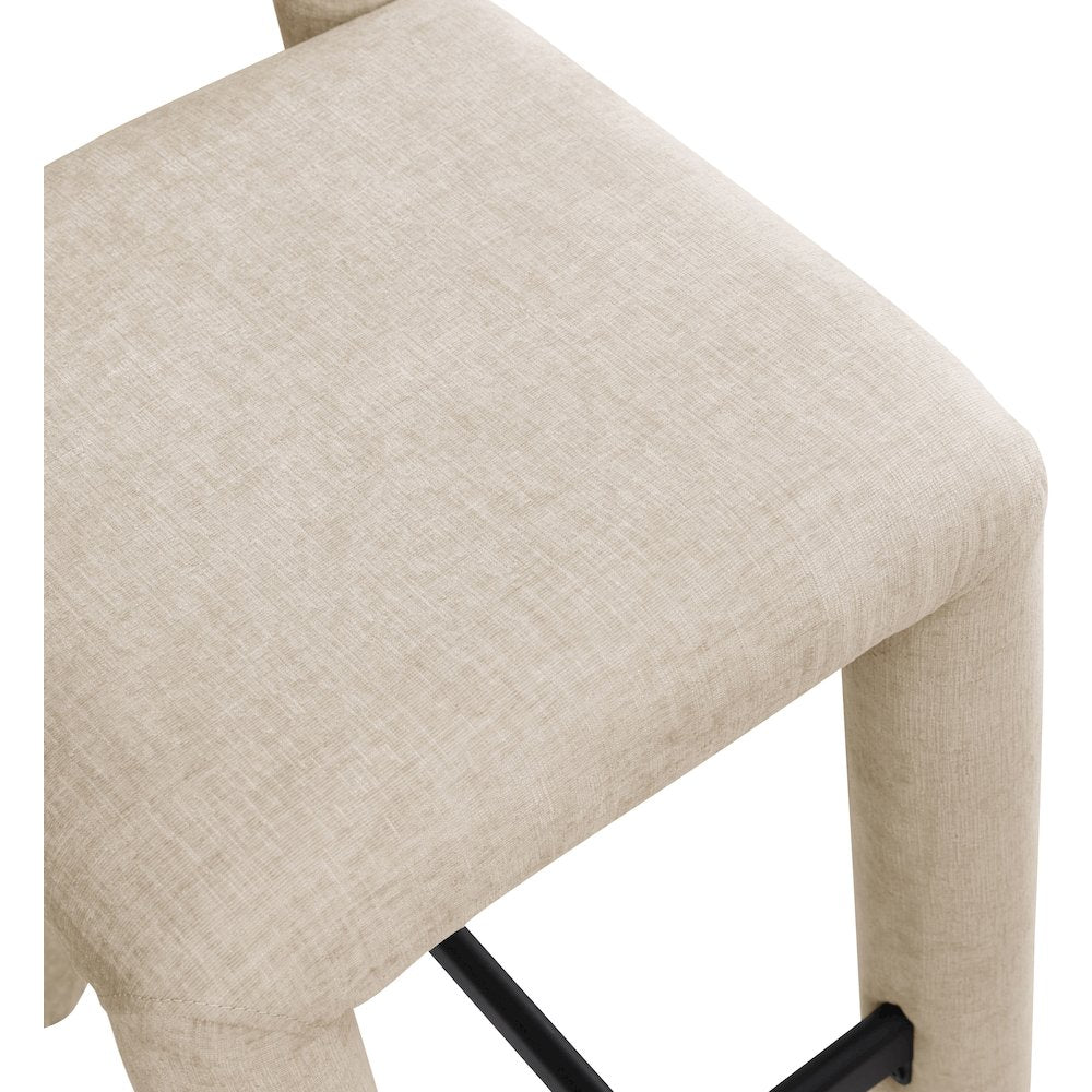 Amari Beige Chenille Fabric Stool