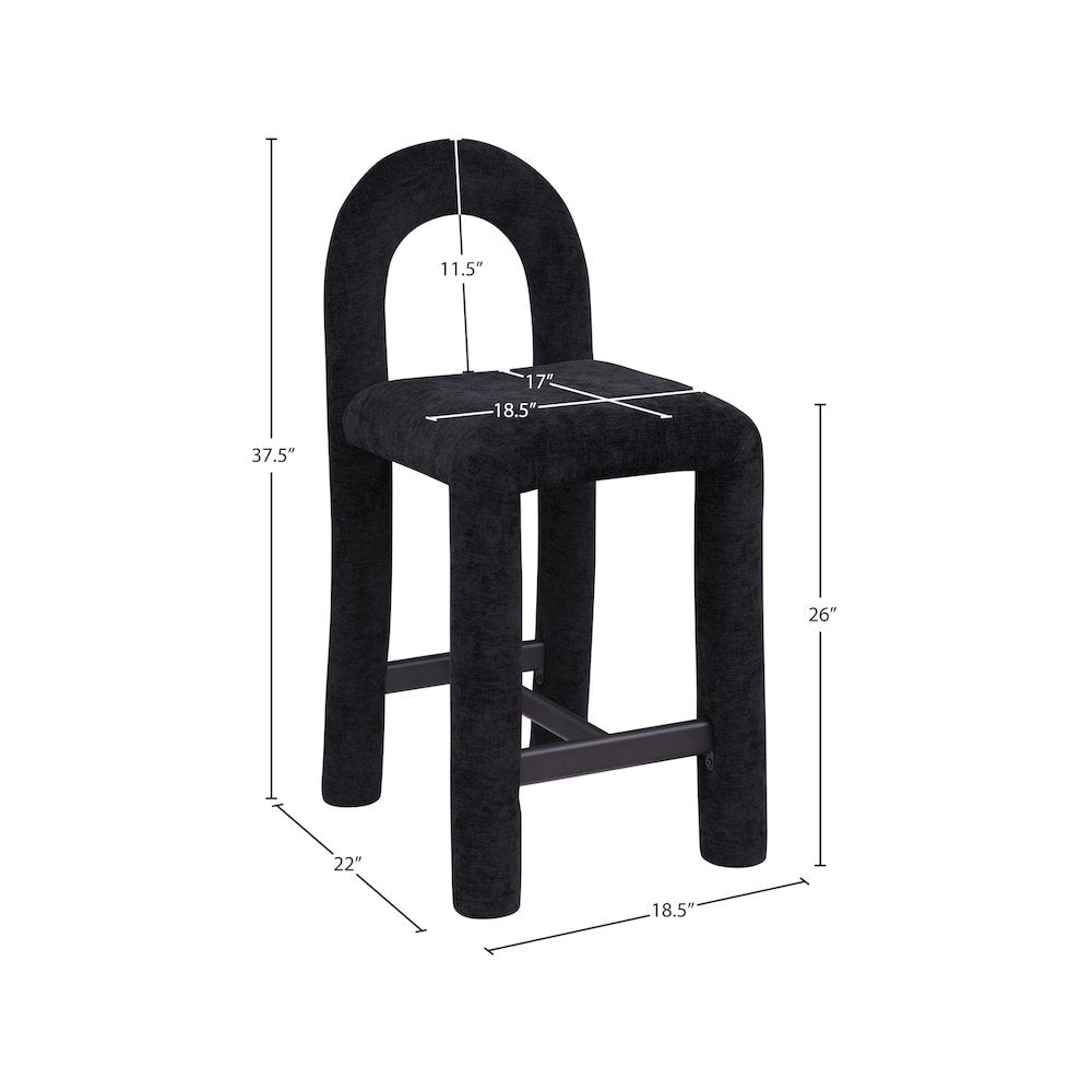 Amari Black Chenille Fabric Stool