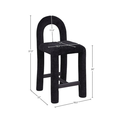Amari Black Chenille Fabric Stool
