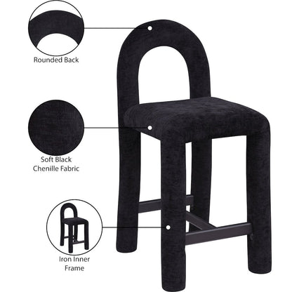 Amari Black Chenille Fabric Stool