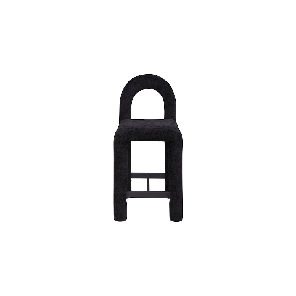 Amari Black Chenille Fabric Stool