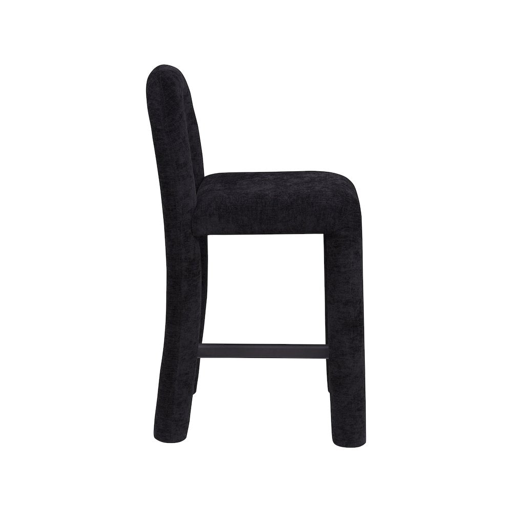 Amari Black Chenille Fabric Stool