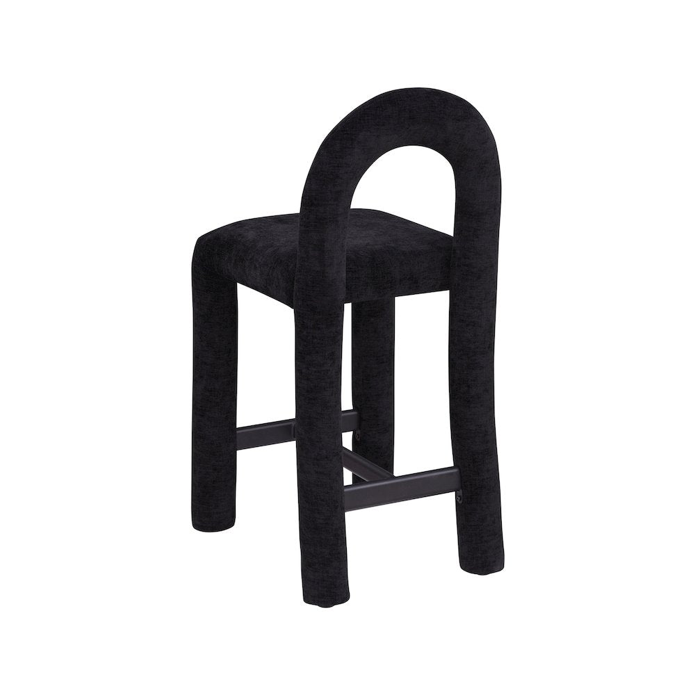 Amari Black Chenille Fabric Stool
