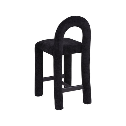 Amari Black Chenille Fabric Stool