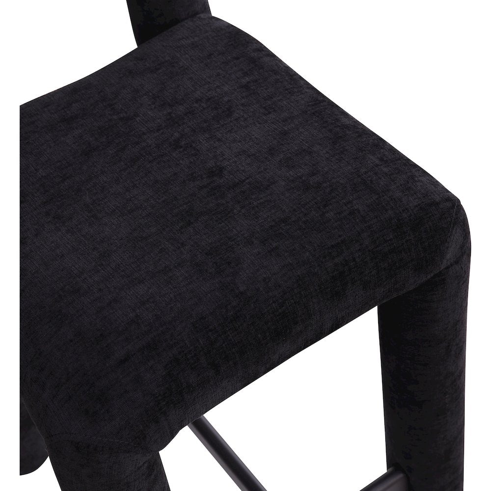 Amari Black Chenille Fabric Stool