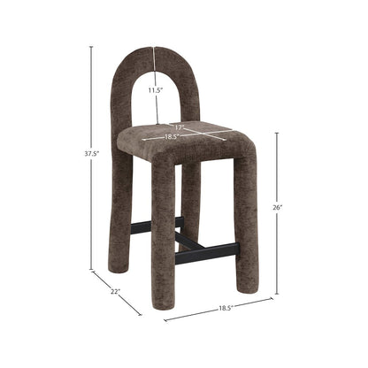 Amari Brown Chenille Fabric Stool