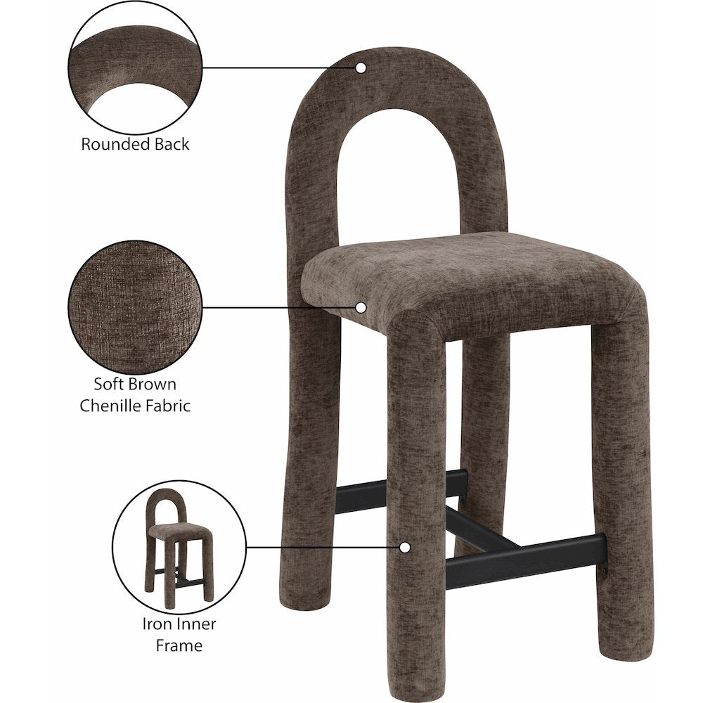Amari Brown Chenille Fabric Stool