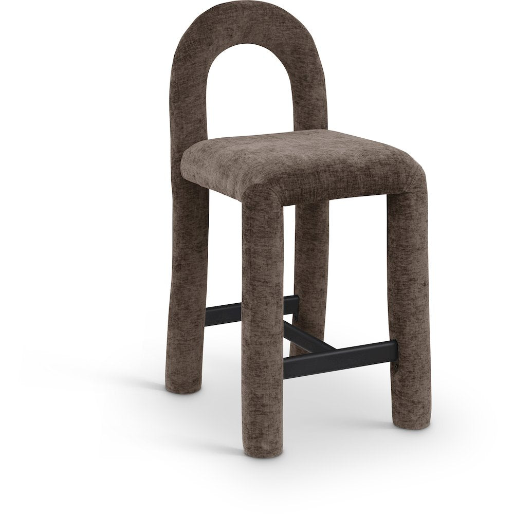 Amari Brown Chenille Fabric Stool