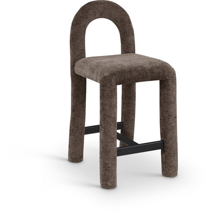 Amari Brown Chenille Fabric Stool