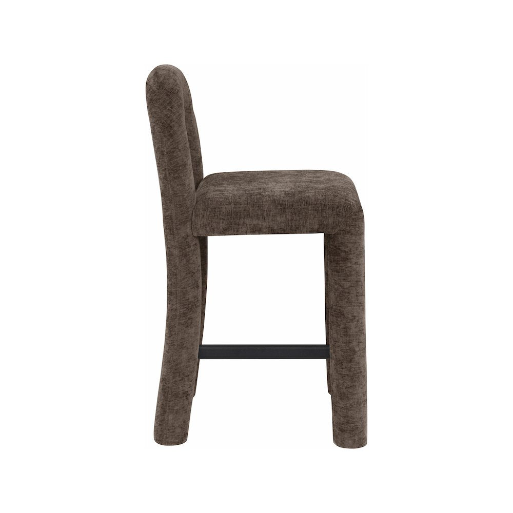Amari Brown Chenille Fabric Stool