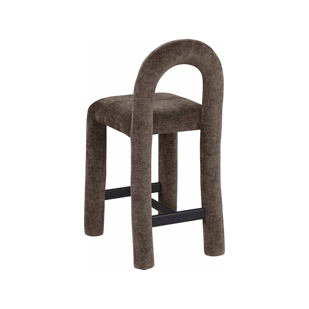 Amari Brown Chenille Fabric Stool