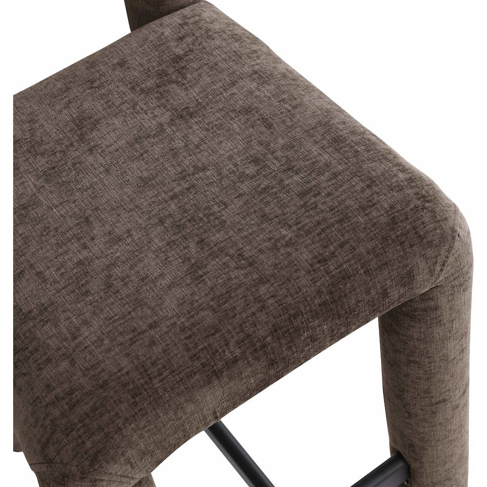 Amari Brown Chenille Fabric Stool