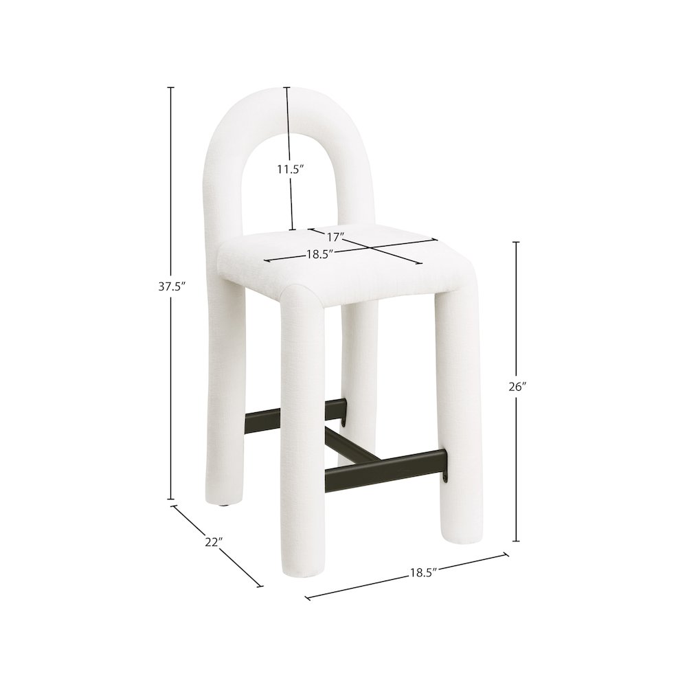 Amari Cream Chenille Fabric Stool