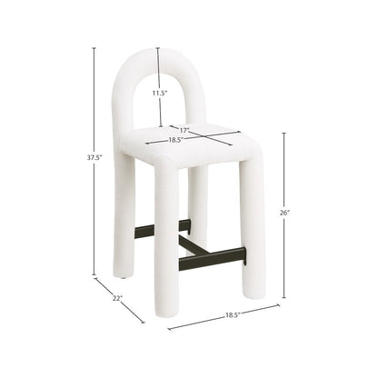 Amari Cream Chenille Fabric Stool