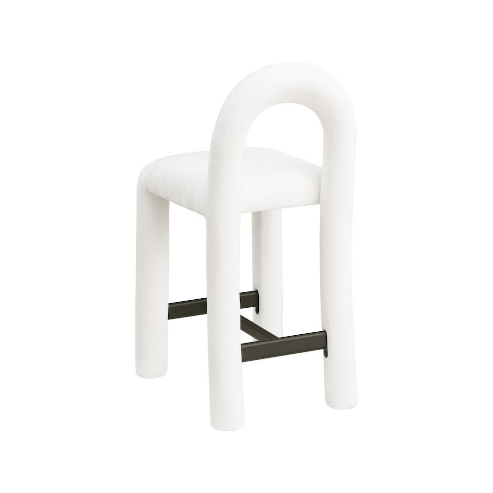 Amari Cream Chenille Fabric Stool