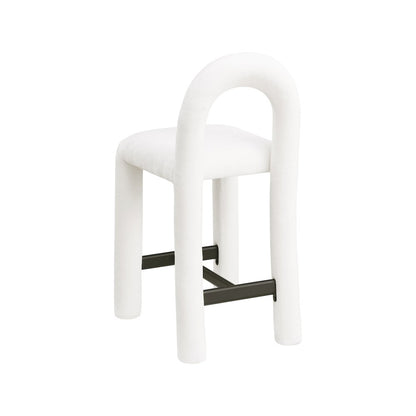 Amari Cream Chenille Fabric Stool