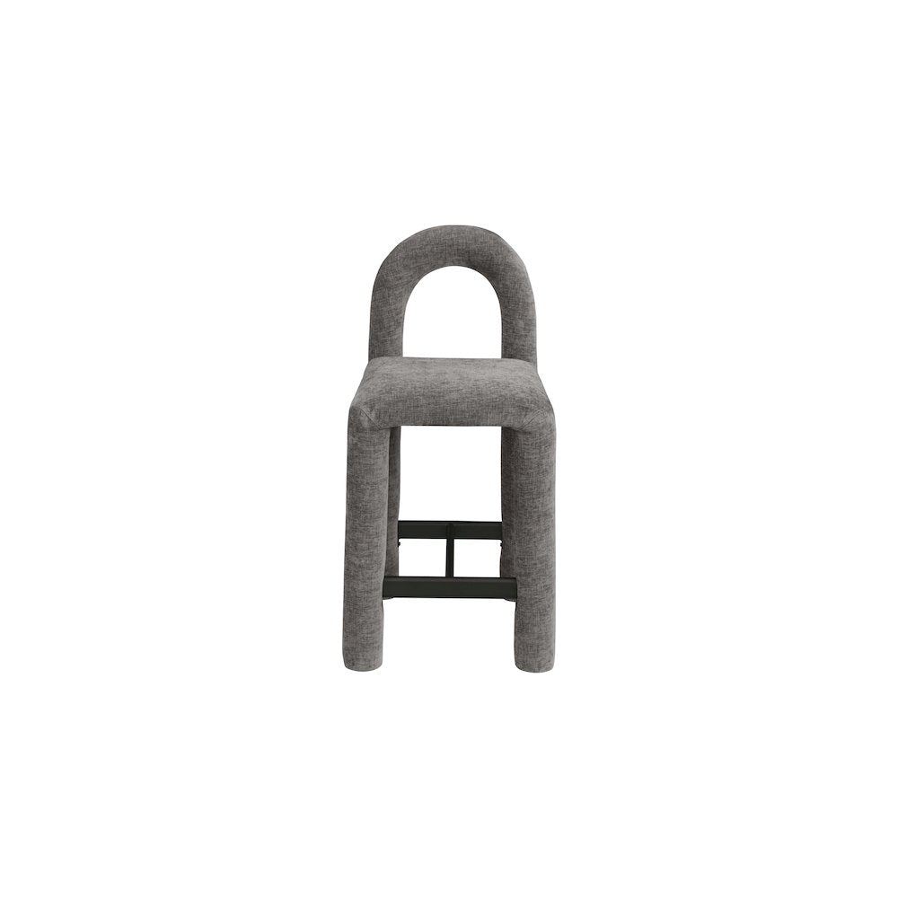 Amari Grey Chenille Fabric Stool