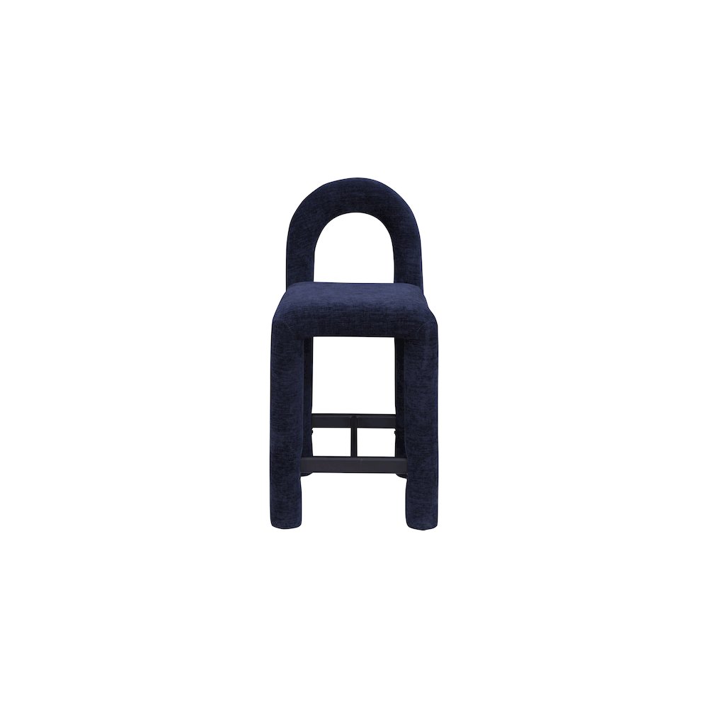 Amari Navy Chenille Fabric Stool