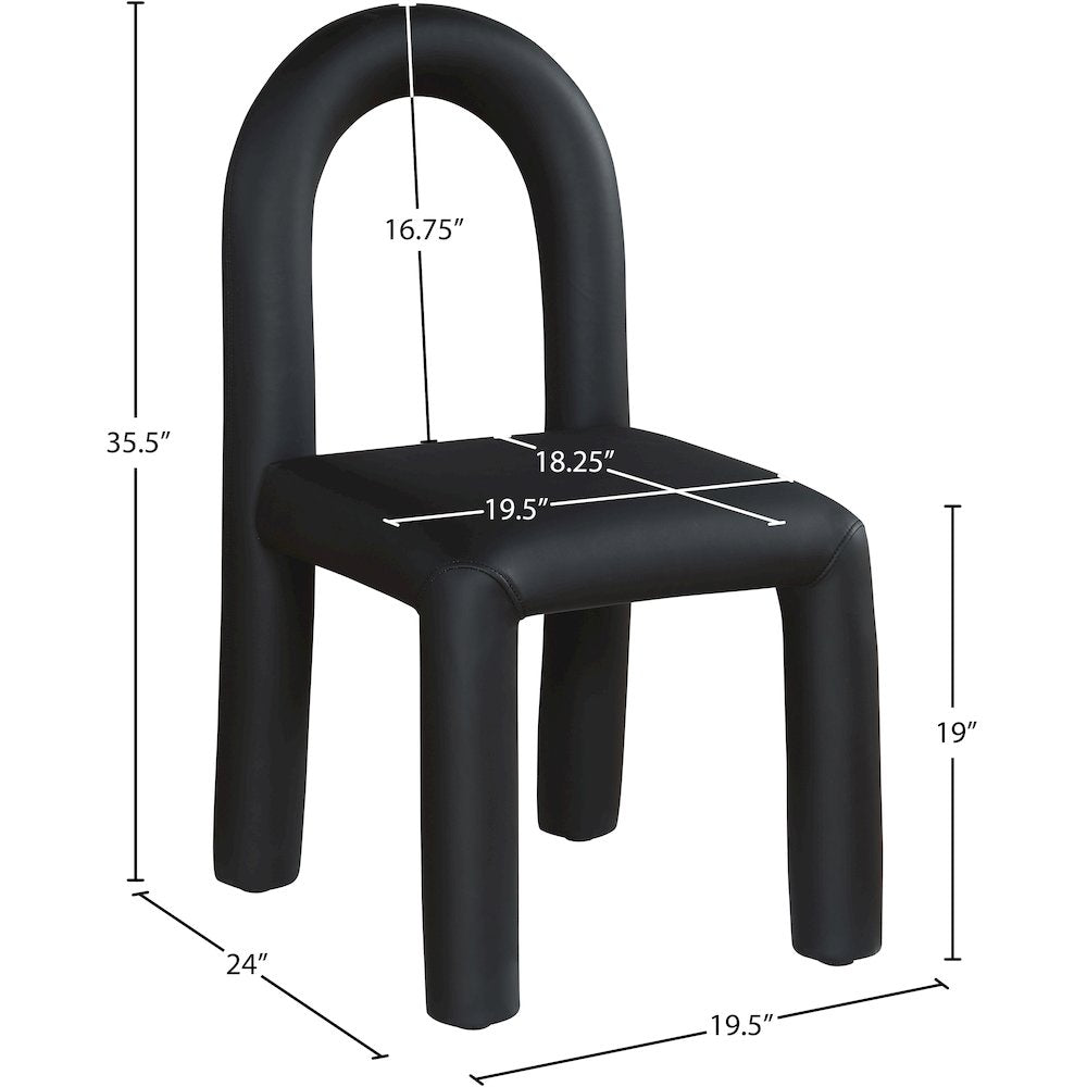 Amari Black Vegan Leather Dining Chair, Set of 2