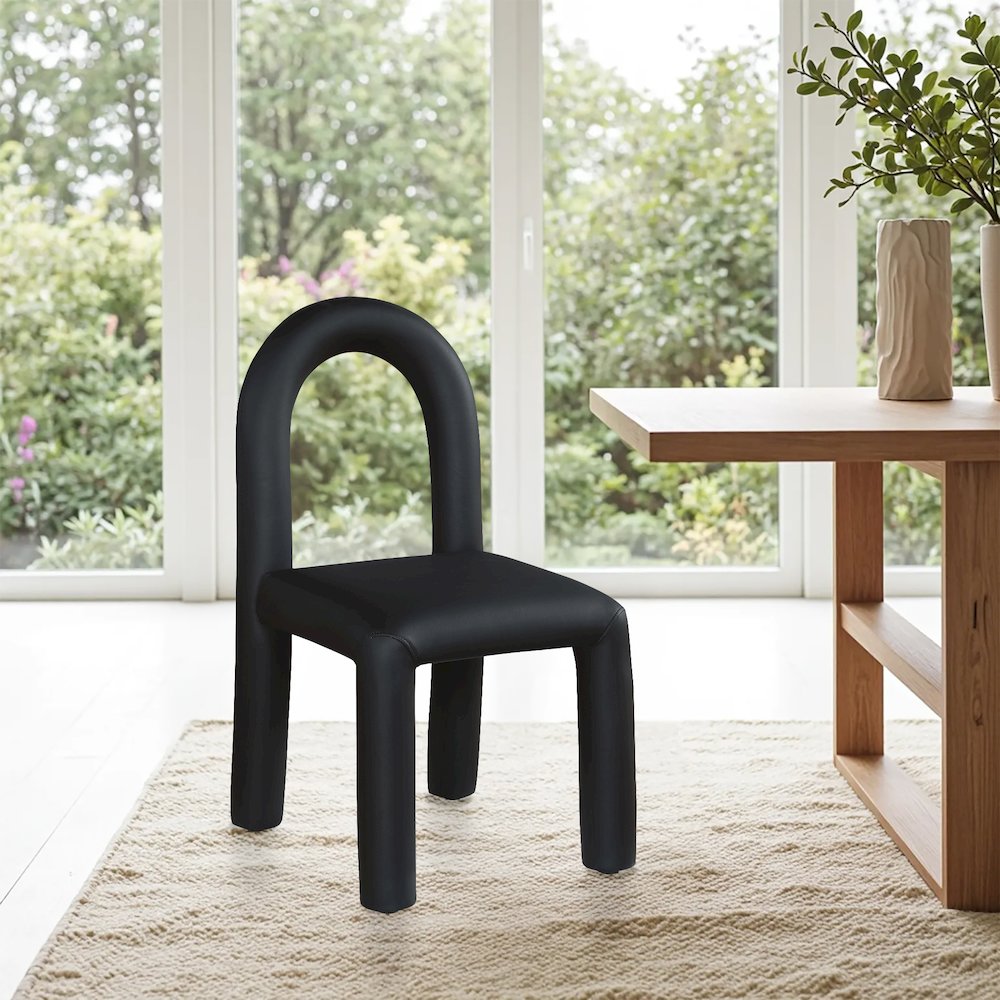 Amari Black Vegan Leather Dining Chair, Set of 2
