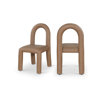 Amari Brown Vegan Leather Dining Chair, Set of 2