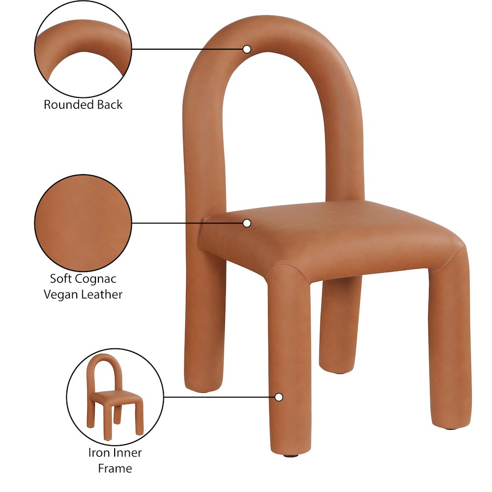 Amari Cognac Vegan Leather Dining Chair, Set of 2