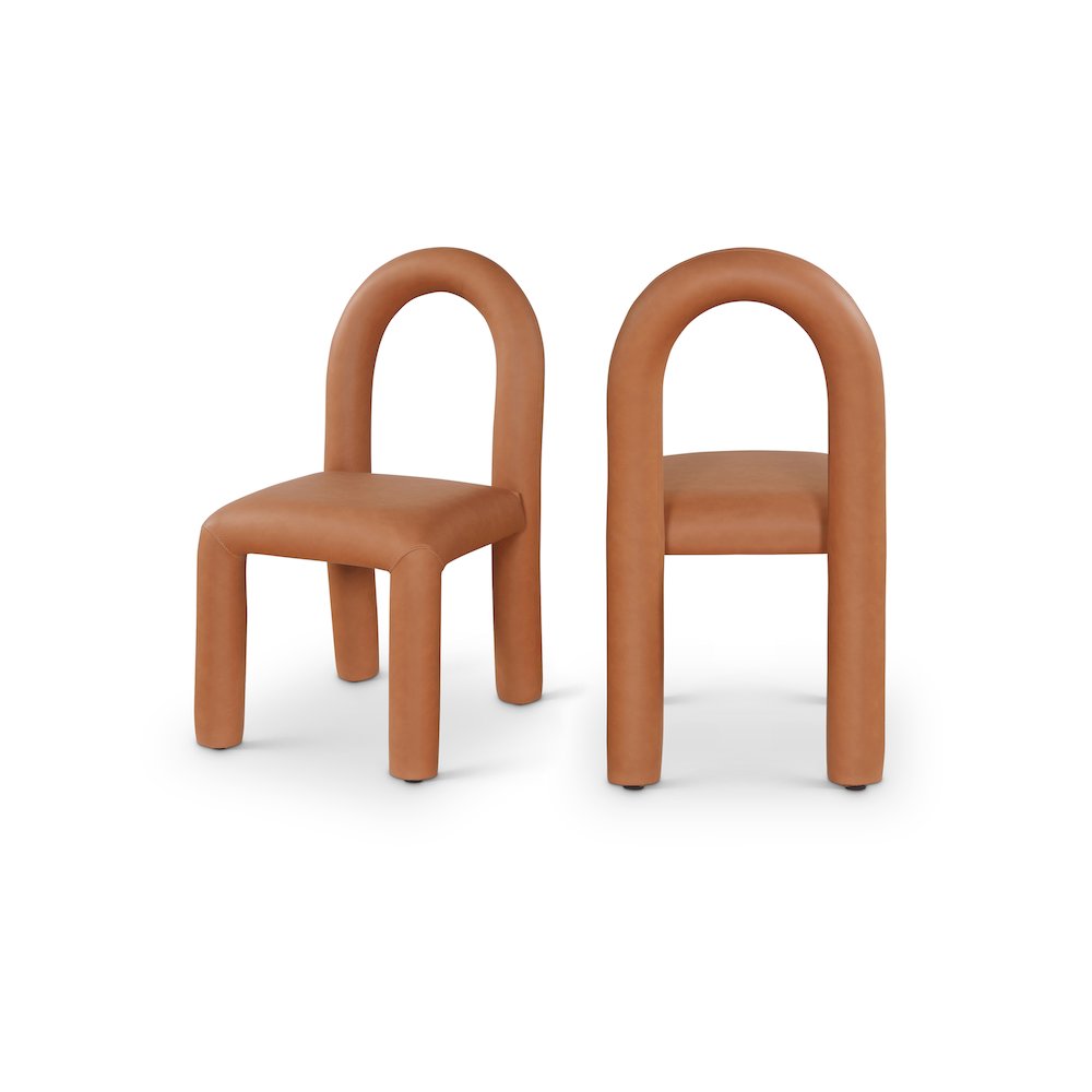 Amari Cognac Vegan Leather Dining Chair, Set of 2