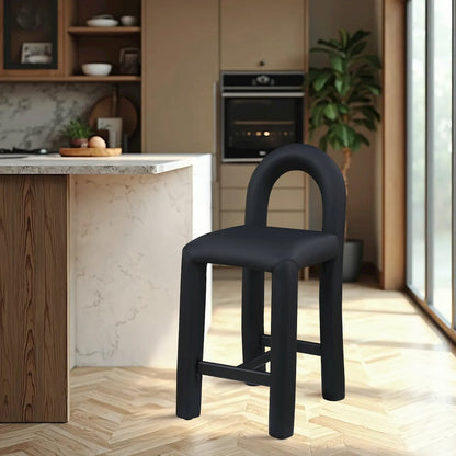 Amari Black Vegan Leather Stool